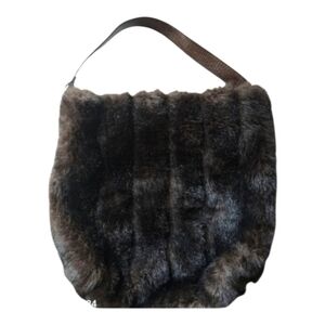 Fuzzy Chocolate Brown Faux Fur Large Tote Bag Purse